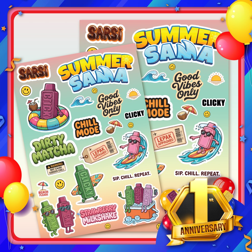 Clicky Merchandise Sticker Summer Sama Series Design A