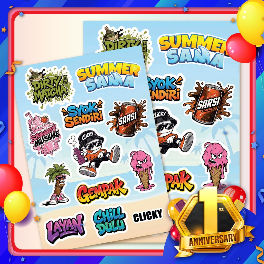 Clicky Merchandise Sticker Summer Sama Series Design B