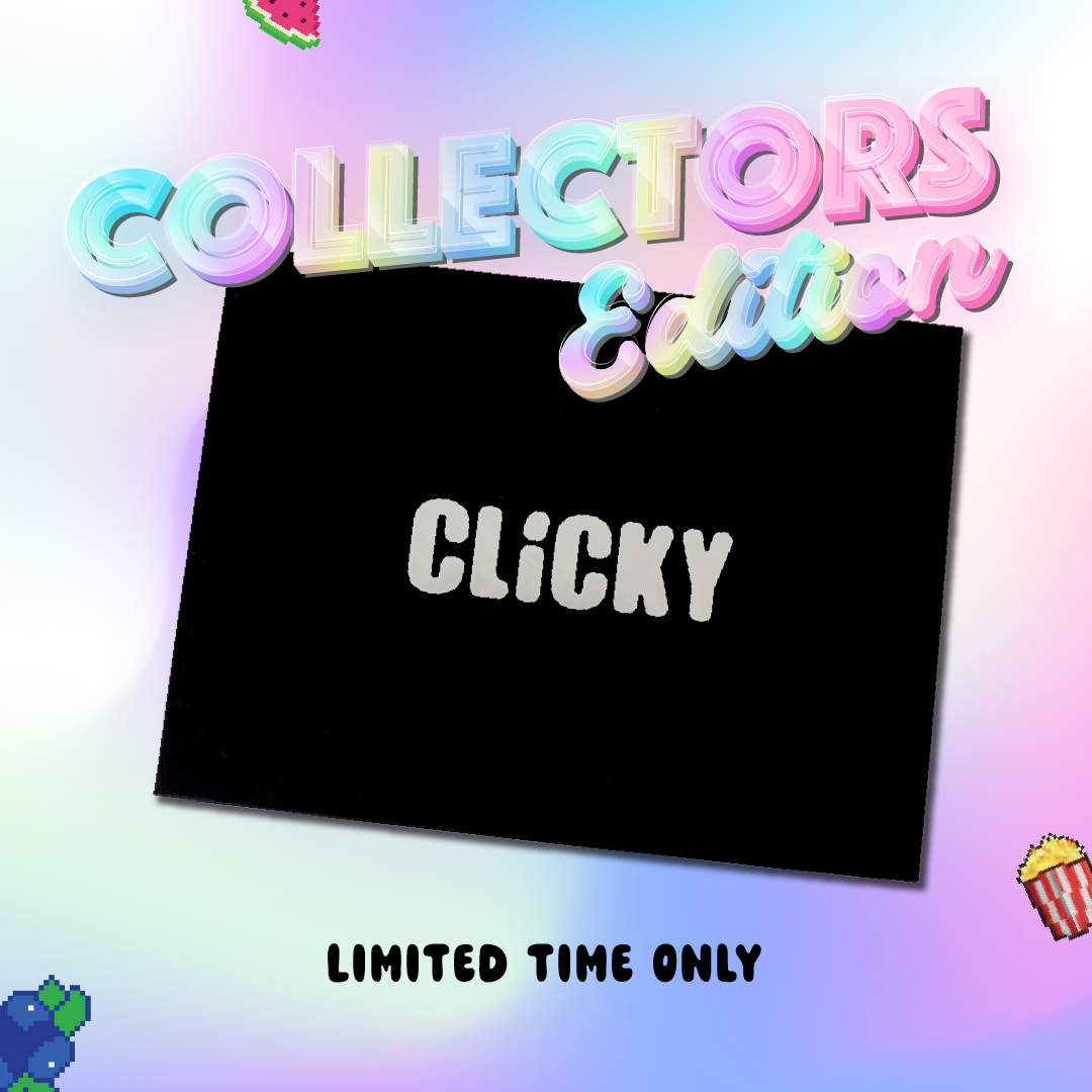 Black bundle box with 'CLICKY' text on a colorful background with 'Collectors Edition' and 'Limited Time Only' text.