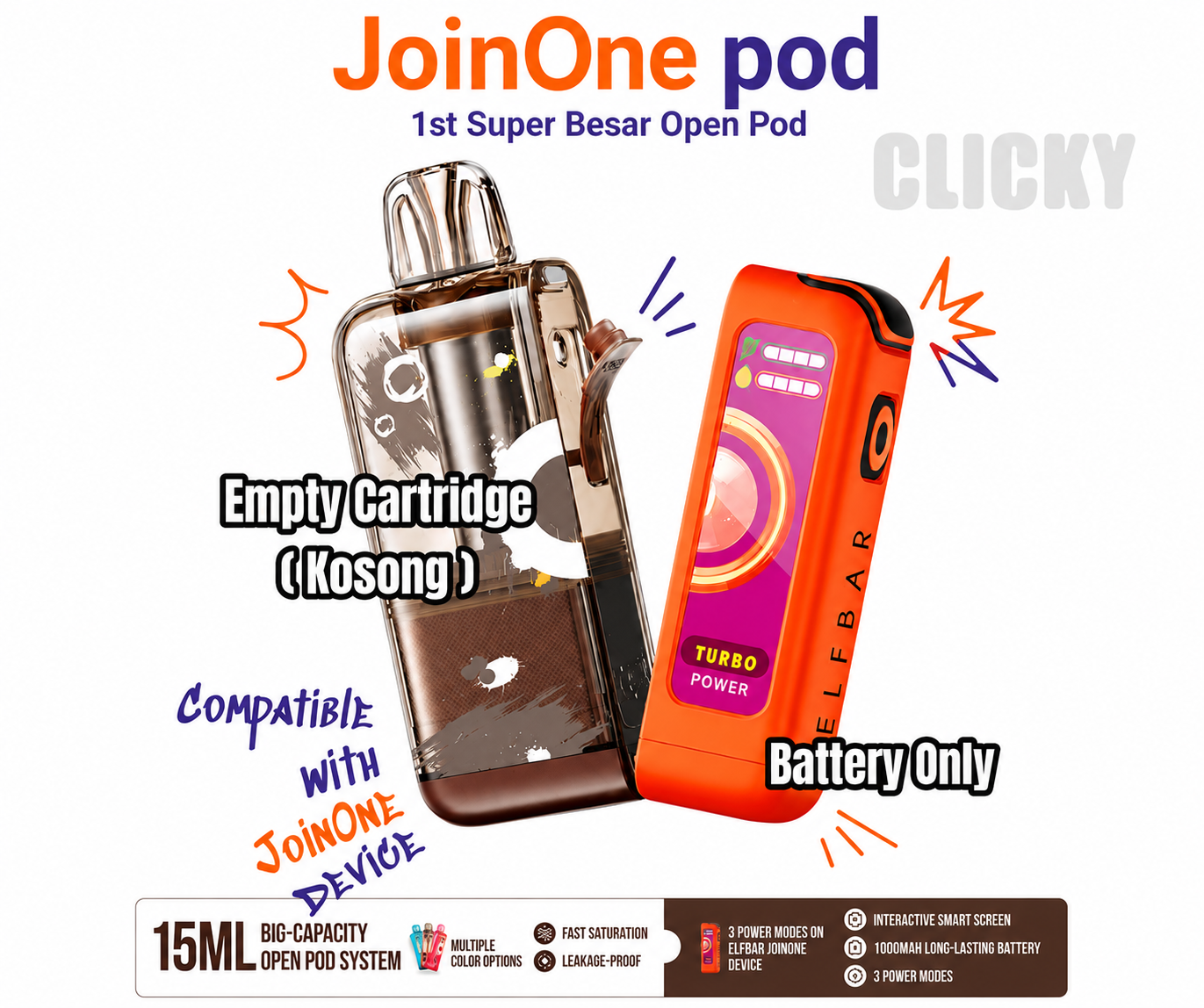 Elfbar SWAP Empty Cartridge & Elfliq E-liquid 15ML