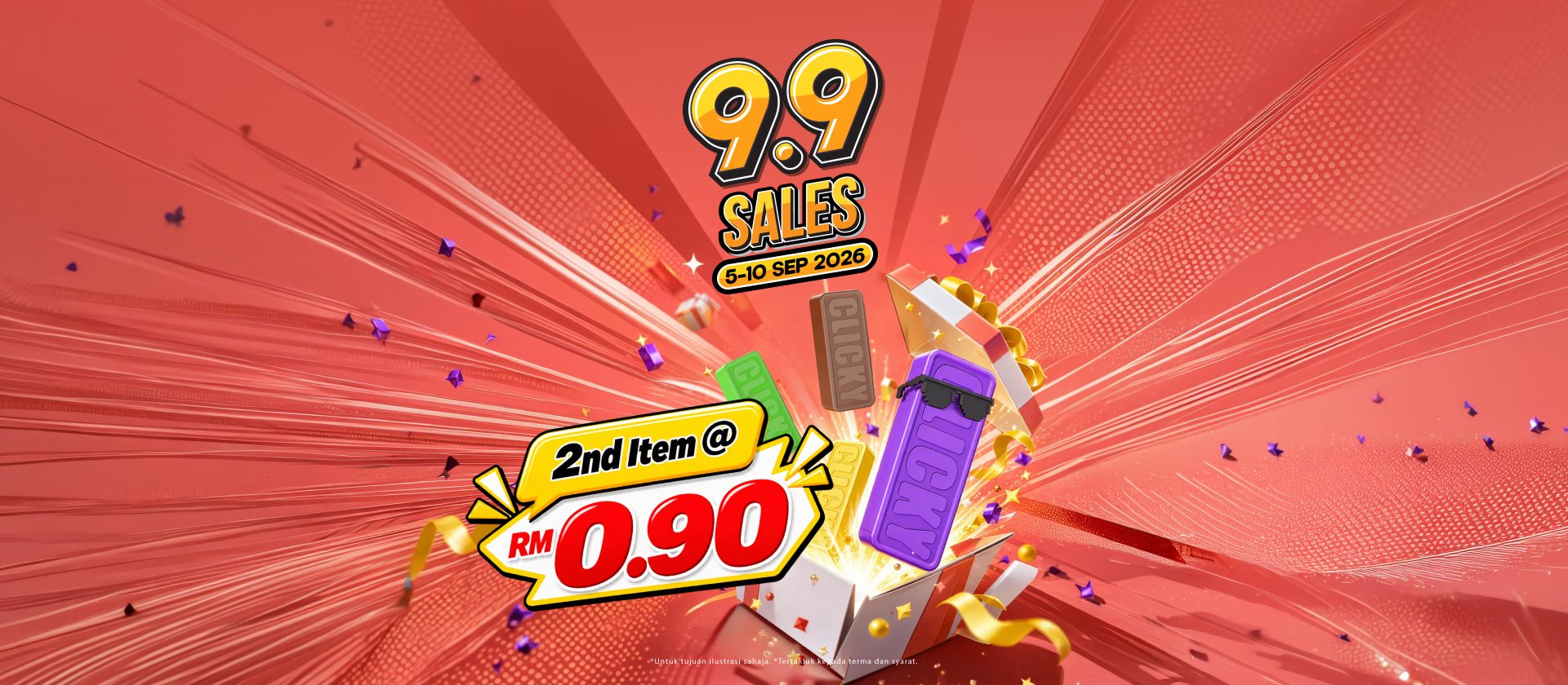 Clicky 9.9 Sale | 2nd Pod Only RM0.90