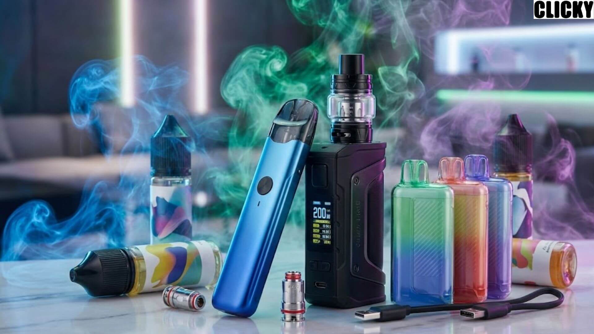 Different types of vaping elements including SaltNic, Freebase, HTPC, & Pod Kits | Clicky