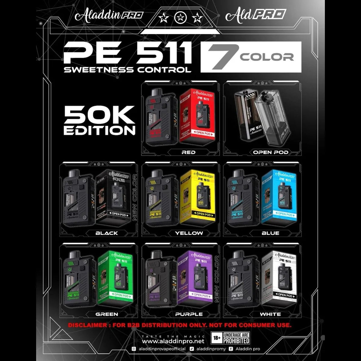 Aladdin Pro PE511 Device Cart Sweetness Control 50K Edition Open Pod