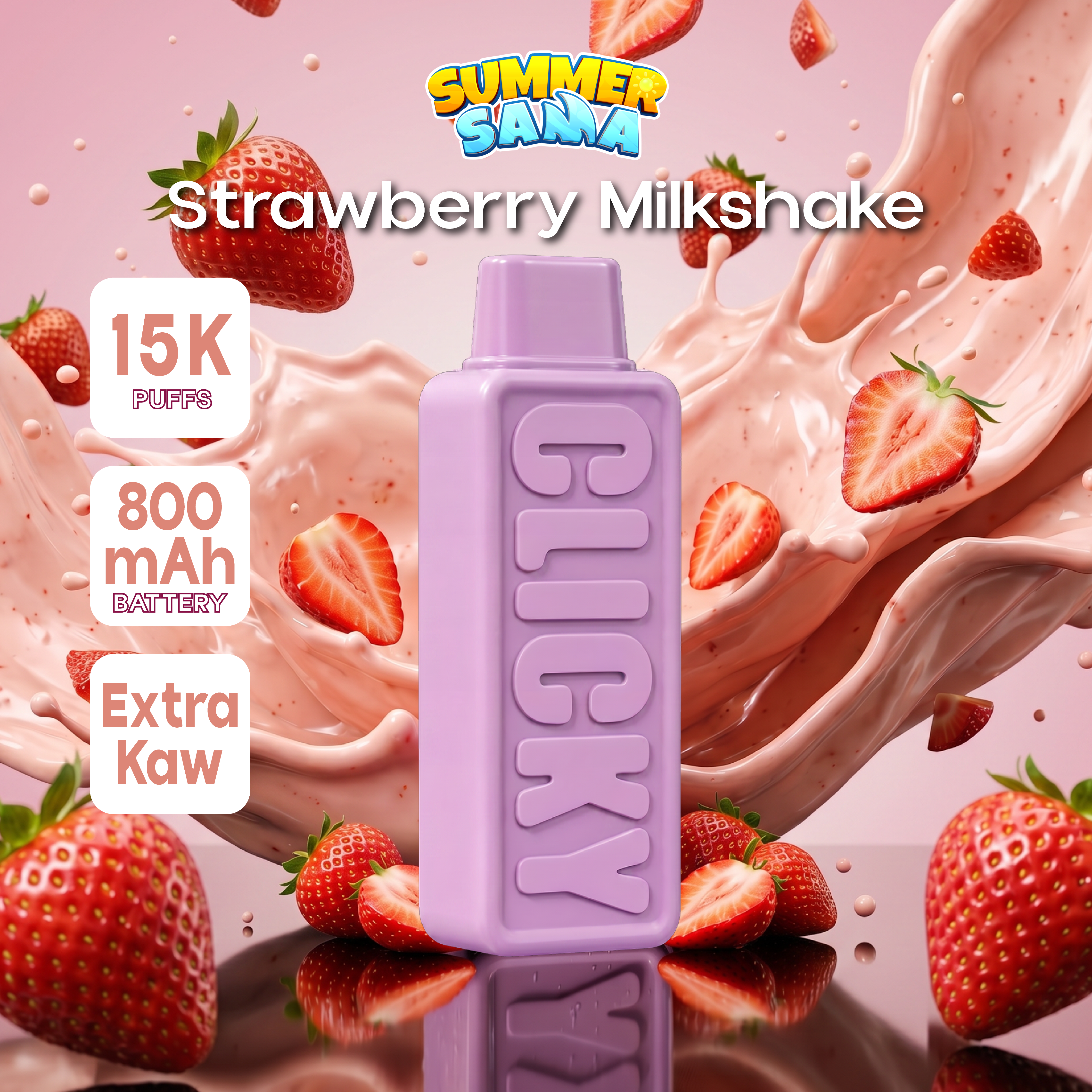 [PRE-ORDER] Clicky Strawberry Milkshake Disposable Vape Pod (Refill)