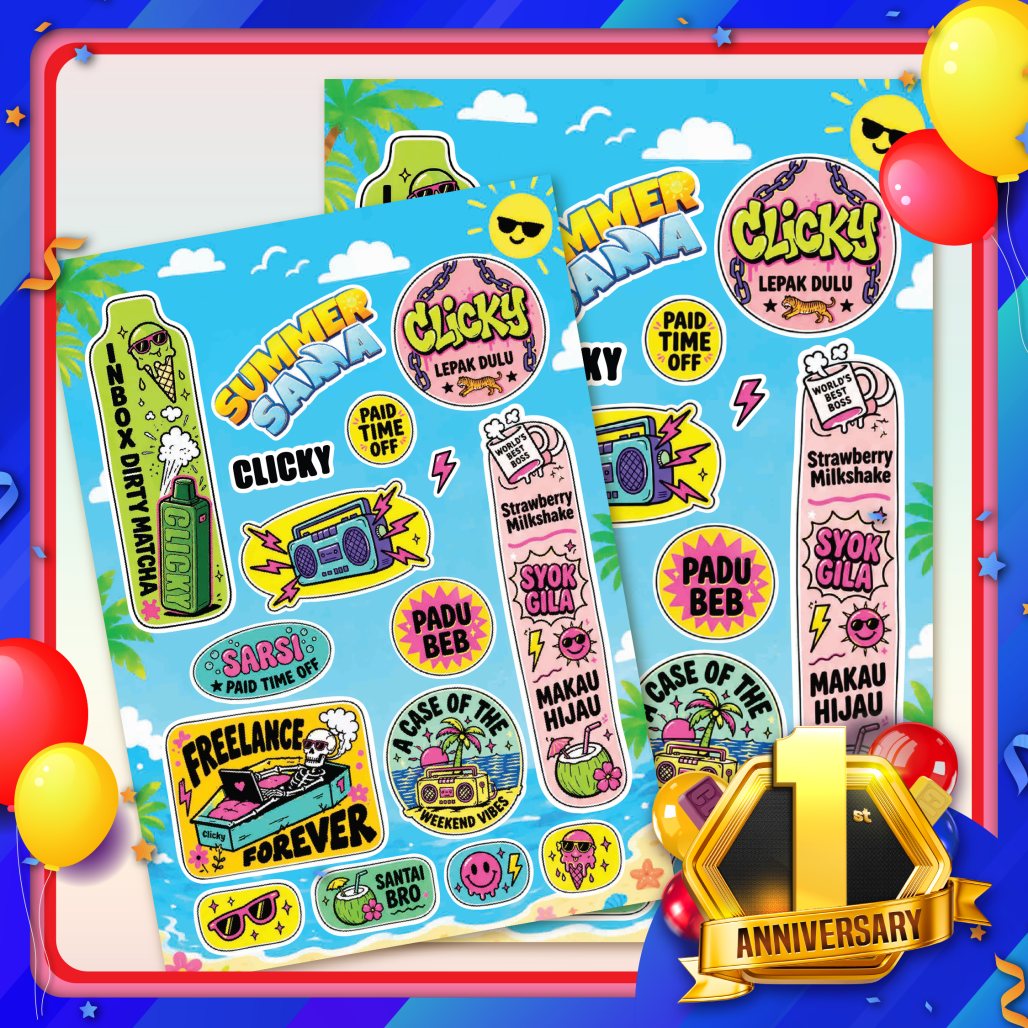 Clicky Merchandise Sticker Summer Sama Series Design C